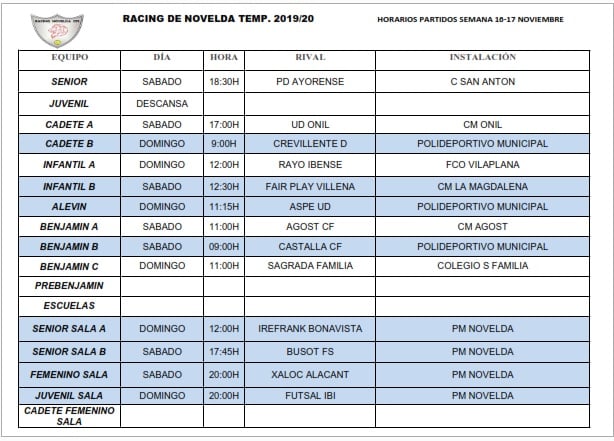 horarios